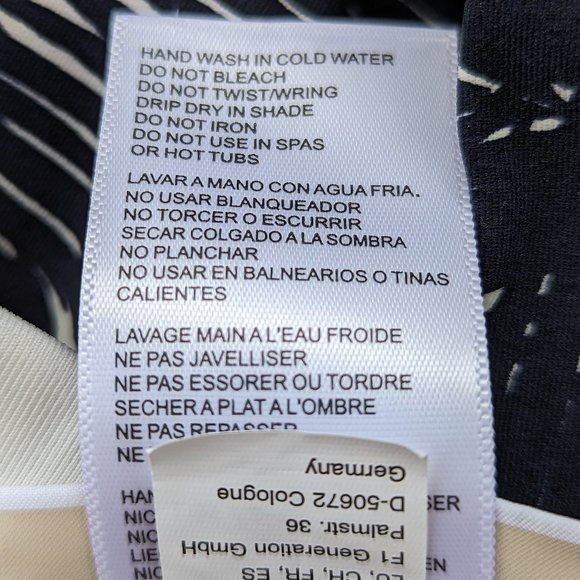 Michael Kors Palm Print Two Piece Tankini Bikini Bottoms Navy White One Shoulder - Picture 12 of 14